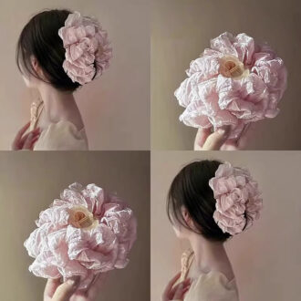 Baby Pink Bow Claw Clip - Voluminous Hair Enhancer