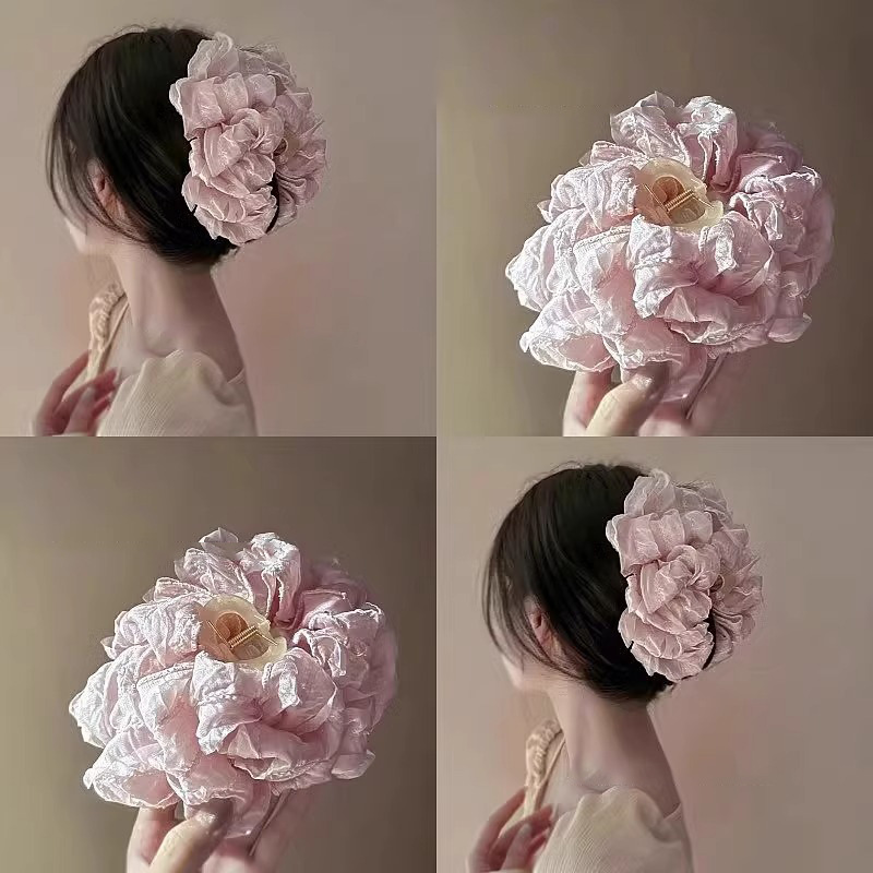 Baby Pink Bow Claw Clip - Voluminous Hair Enhancer