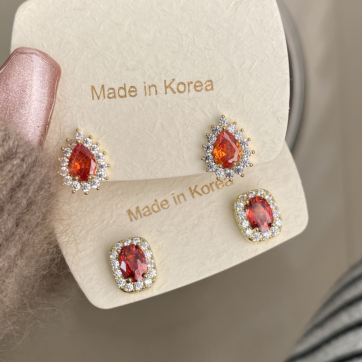 Ruby Red Square Drops - Socialite Earrings