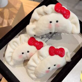 Fuzzy Blush Bow Hair Clip - Chinese New Year Special