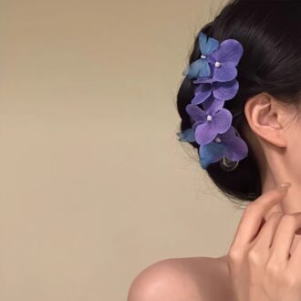 Misty Purple Butterfly Hair Clip - Blue Accent Side/Back Clip