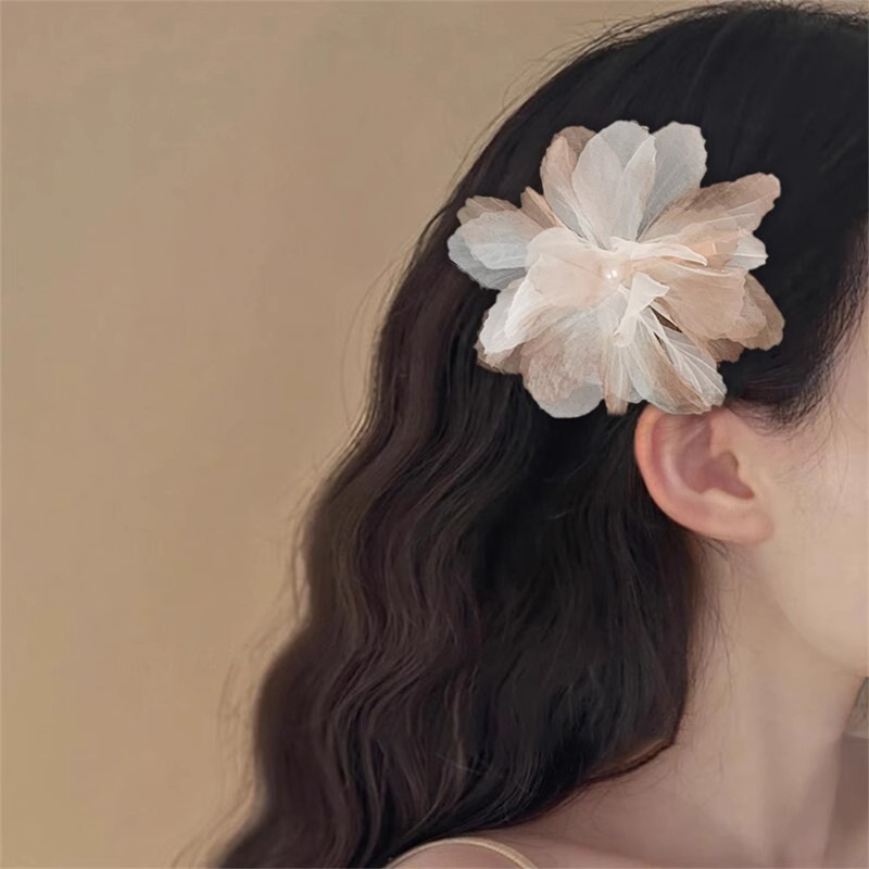Ombré Tulle Floral Hair Clip - Chic Duckbill Bangs Clip - Image 2
