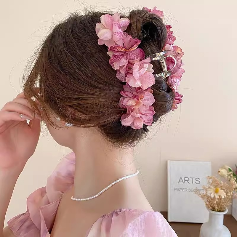 Romantic Pink Floral Claw Clip - Spring Hair Elegance - Image 4
