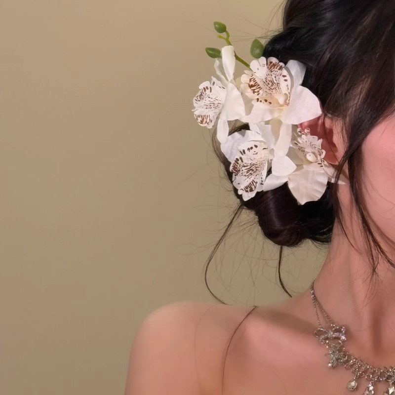 Thai Orchid & Phalaenopsis Hair Clip - Bridal & Bridesmaid Updo Accessory - Image 2