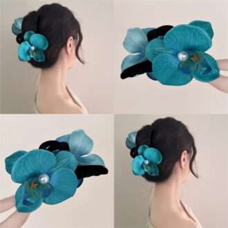 Early Spring Silk Phalaenopsis Pearl Claw Clip - Large Shark Clip