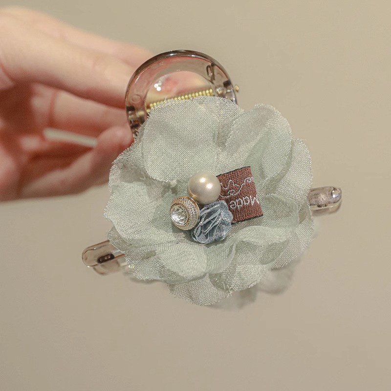 Pearl-Encrusted Hair Claw - Korean Summer Updo - Image 9