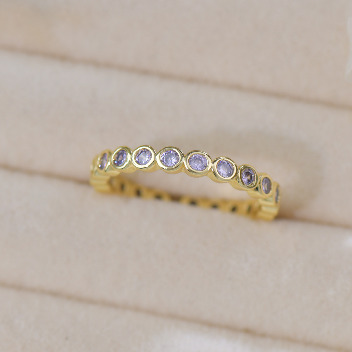 Bicolor Zirconia Ring - Olive & Amethyst - Image 9