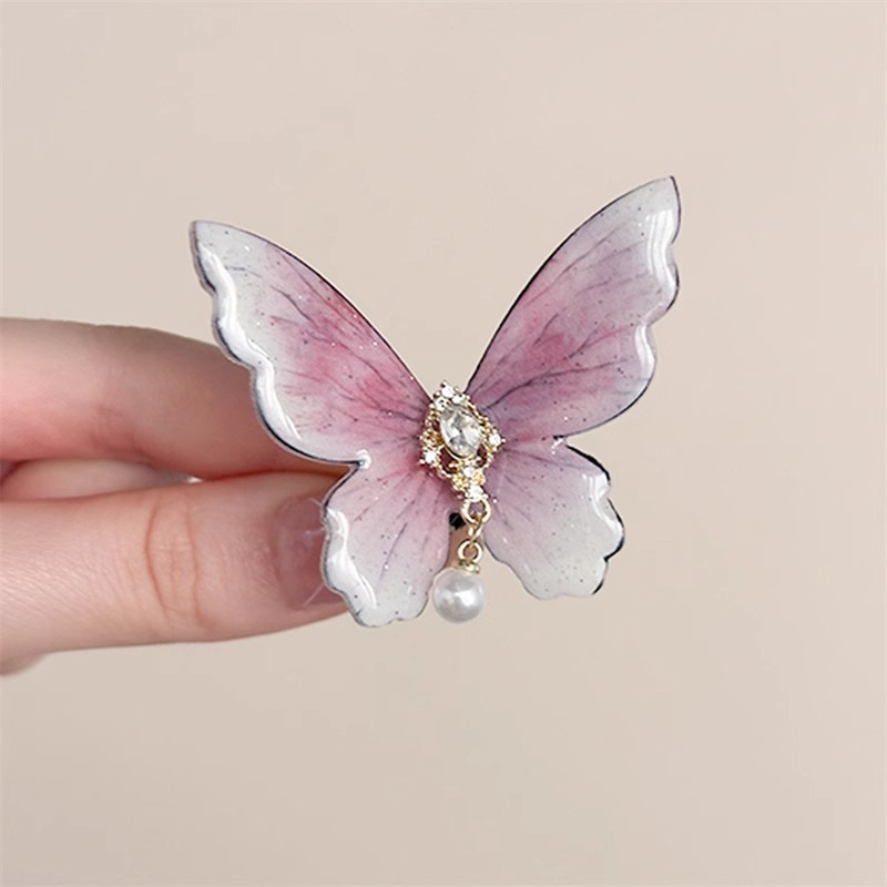 Ice Blue Butterfly Hair Clip - Ethereal Side Bangs Clip - Image 4