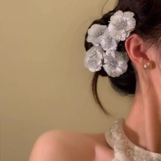 Metallic Floral Hair Clip Set - Premium Bangs Accessory