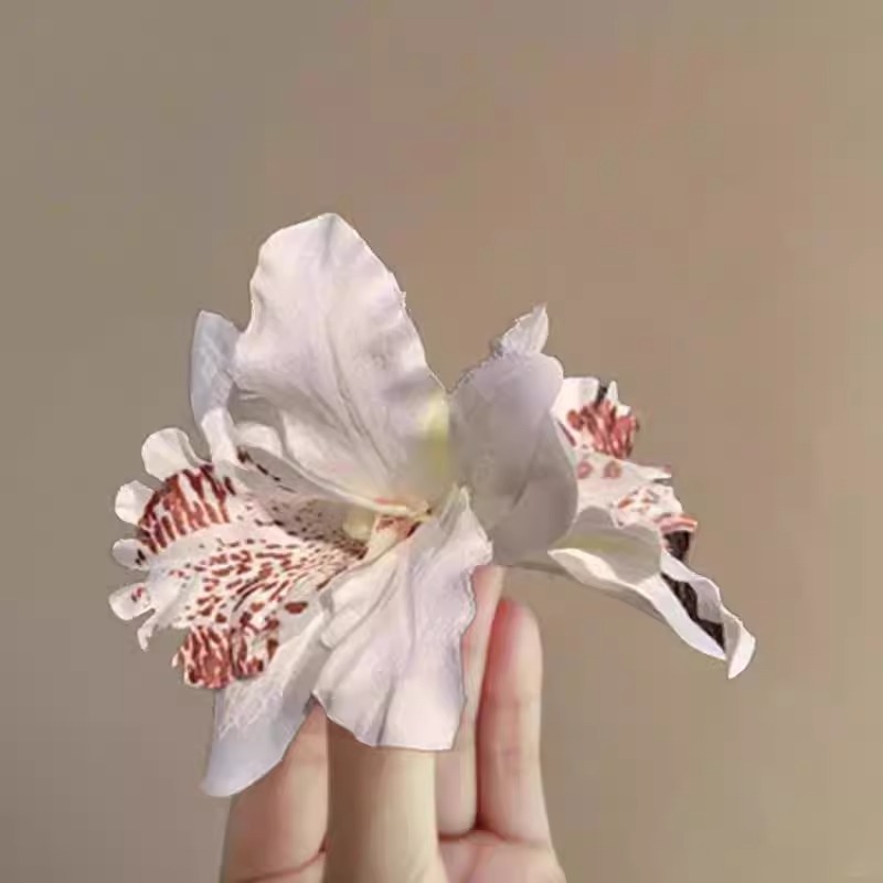 Double Thai Orchid Hair Clip - Bridal & Beach Hair Jewelry - Image 3