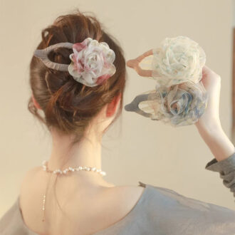 Oversize Tulle Rose Duckbill Clip - Elegant Updo Hair Claw