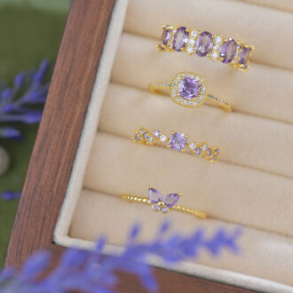 Gilded Purple Zirconia Butterfly Ring - Everyday Whimsy
