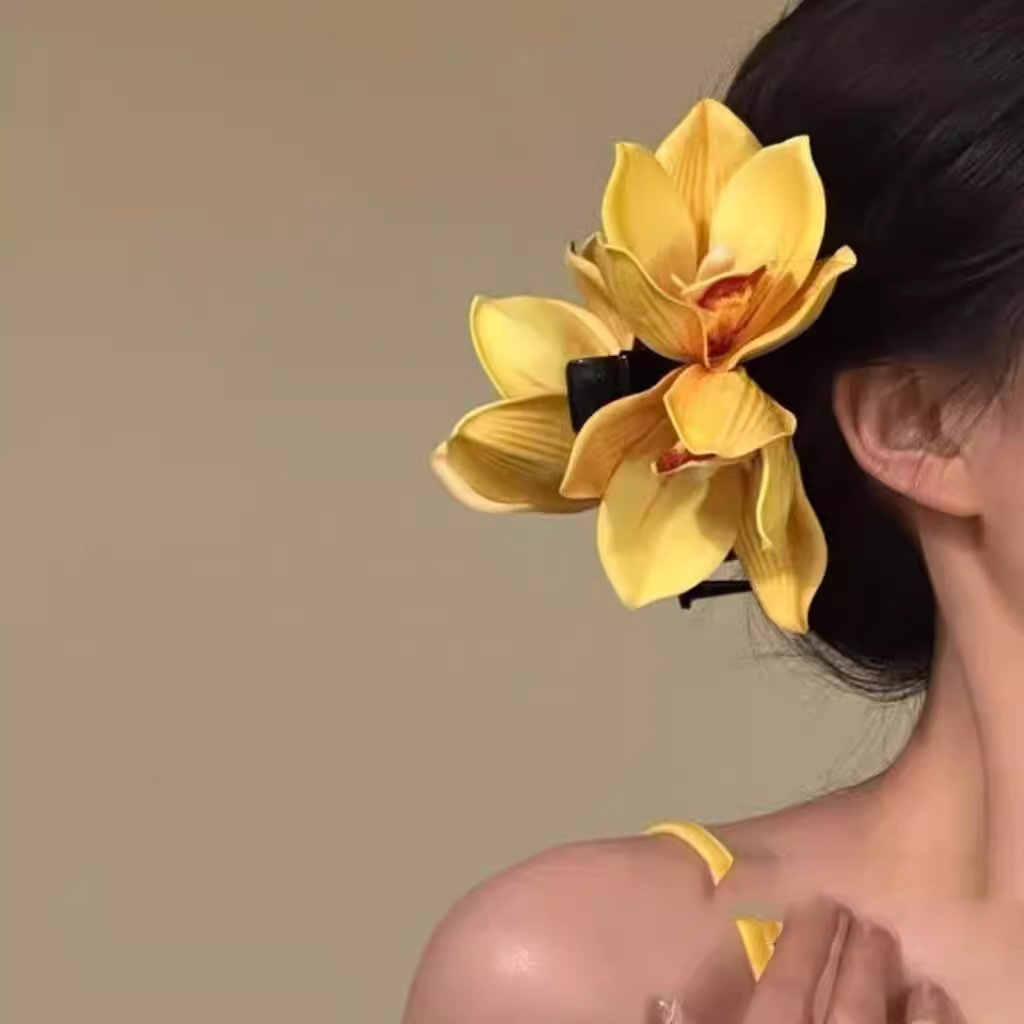 Spring Cymbidium Orchid Hair Clip - Photogenic Shark Clip - Image 2