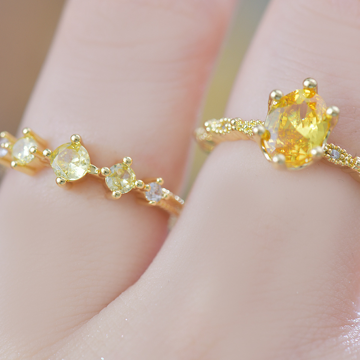 Golden Zirconia Full Pavé Ring - Everyday Opulence* - Image 3