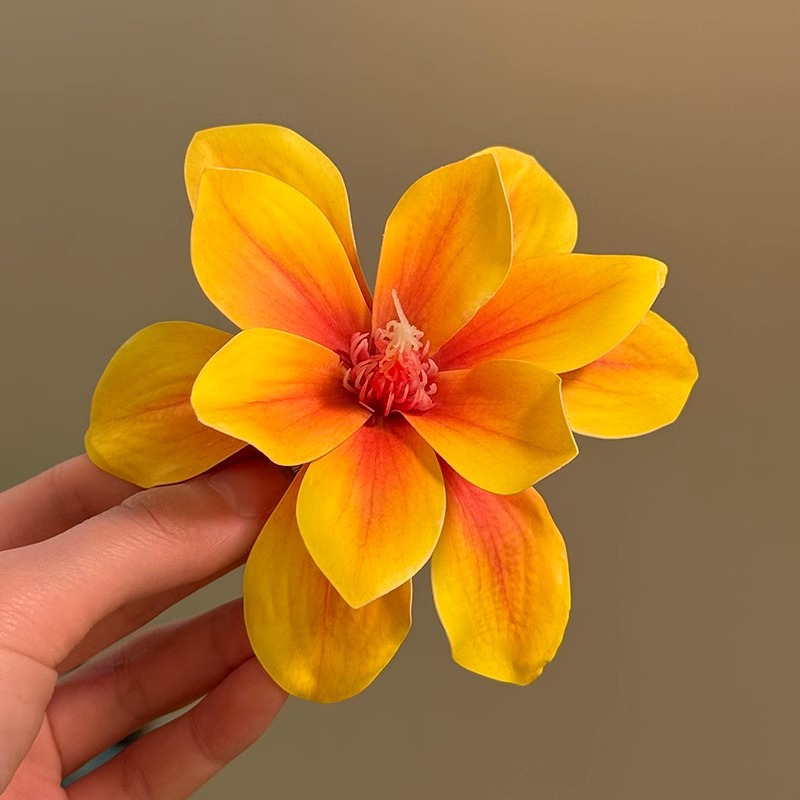 Elegant Yellow Floral Hair Clip - Bold Vacation Hair Accessory - Image 4