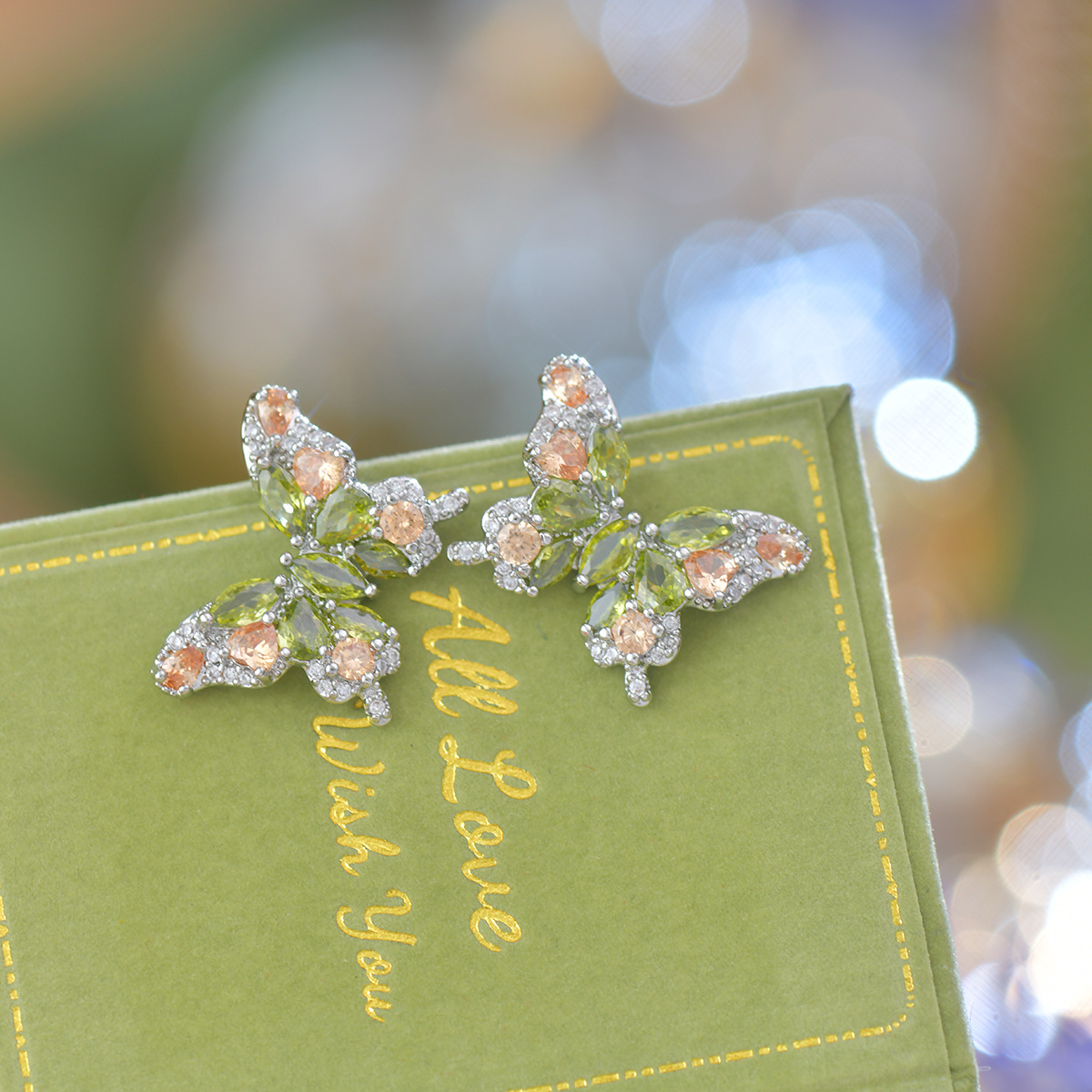 Butterfly Olive Studs - Parisian Daily Luxe - Image 4