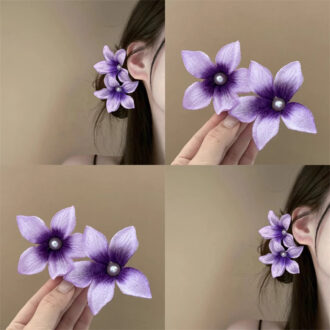 Ombré Purple Lily Duckbill Clip - Photoshoot-Ready Hairpin