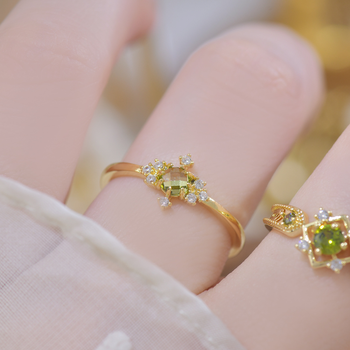 Olive Green & Purple Zirconia Ring Set - Palace Revival - Image 3