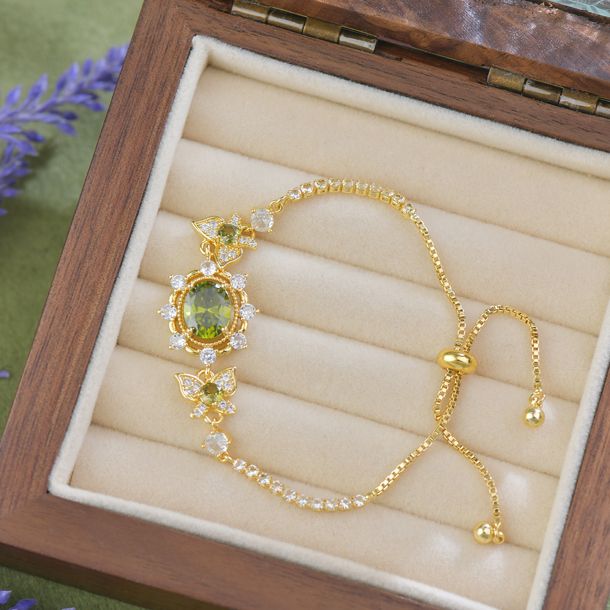 Lavender Estate Jewelry Set - Olive Zirconia Butterfly - Image 7