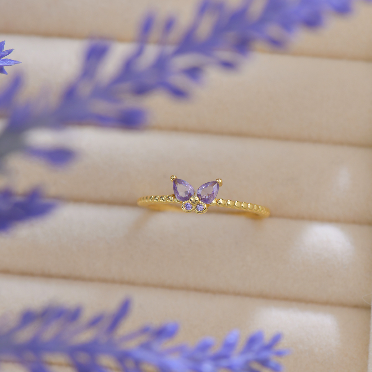 Gilded Purple Zirconia Butterfly Ring - Everyday Whimsy - Image 8