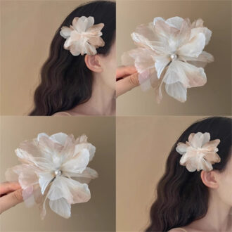 Ombré Tulle Floral Hair Clip - Chic Duckbill Bangs Clip
