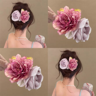 Pink Floral Hair Claw Duo - Pure-Yeur Styling Set