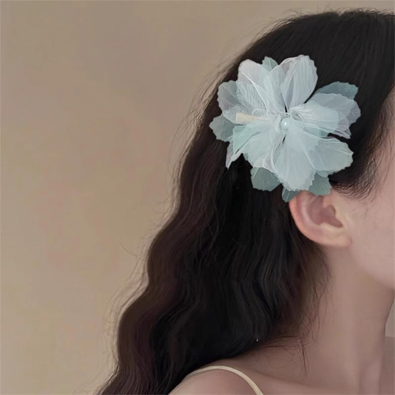 Ombré Tulle Floral Hair Clip - Chic Duckbill Bangs Clip - Image 4