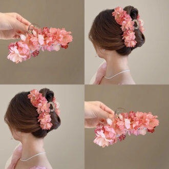 Romantic Pink Floral Claw Clip - Spring Hair Elegance