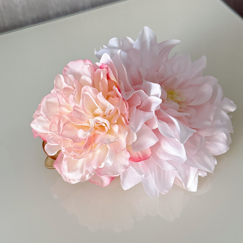 Pure & Flirty Pink Floral Claw Clip - Ethereal Side Twist - Image 2