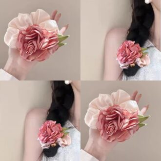 Korean Camellia Elastic Hair Tie - Forest-Inspired Ponytail Holder