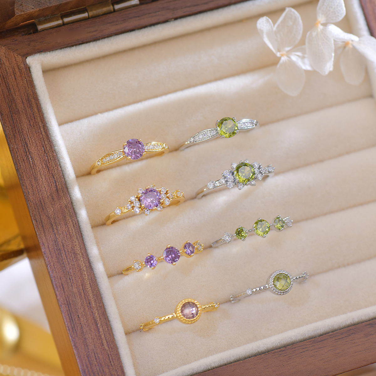 Olive Zirconia Stacking Rings - Summer Fresh