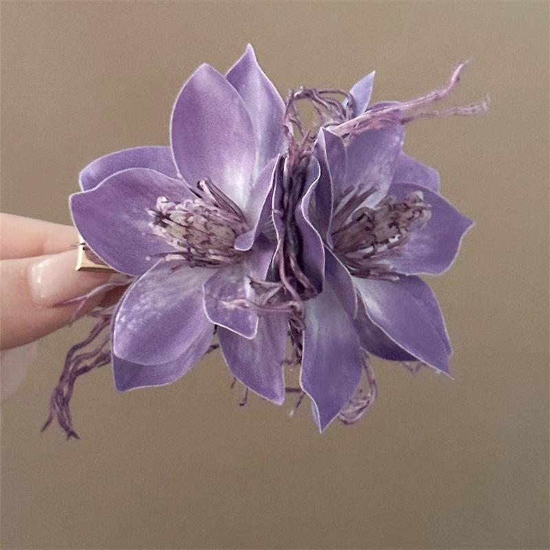 Purple Jasmine Hair Clip - Duckbill Clip for Bangs - Image 5