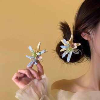 Ocean-Themed Hair Clip Set (Starfish/Shell/Berry) - Beach Vacation Photo Prop