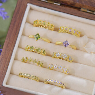 Bicolor Zirconia Ring - Olive & Amethyst