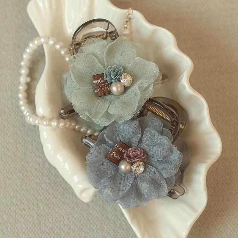 Pearl-Encrusted Hair Claw - Korean Summer Updo - Image 3