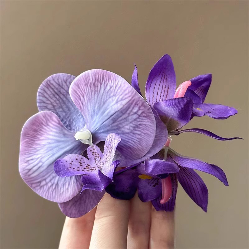 Elegant Purple Phalaenopsis Hair Clip - Seaside Photo Prop - Image 2