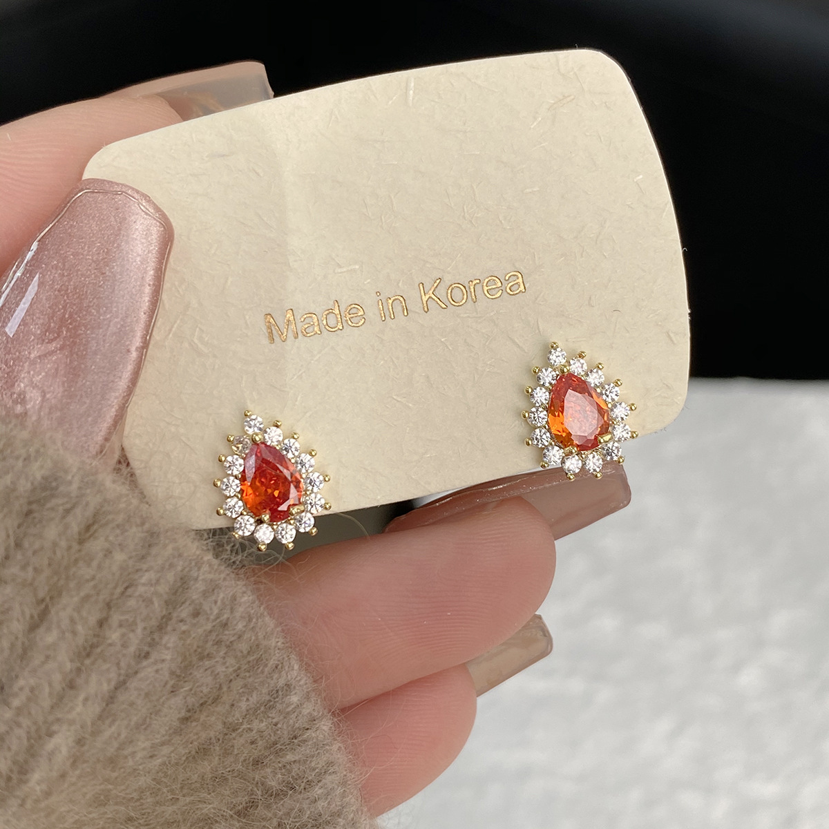 Ruby Red Square Drops - Socialite Earrings - Image 7