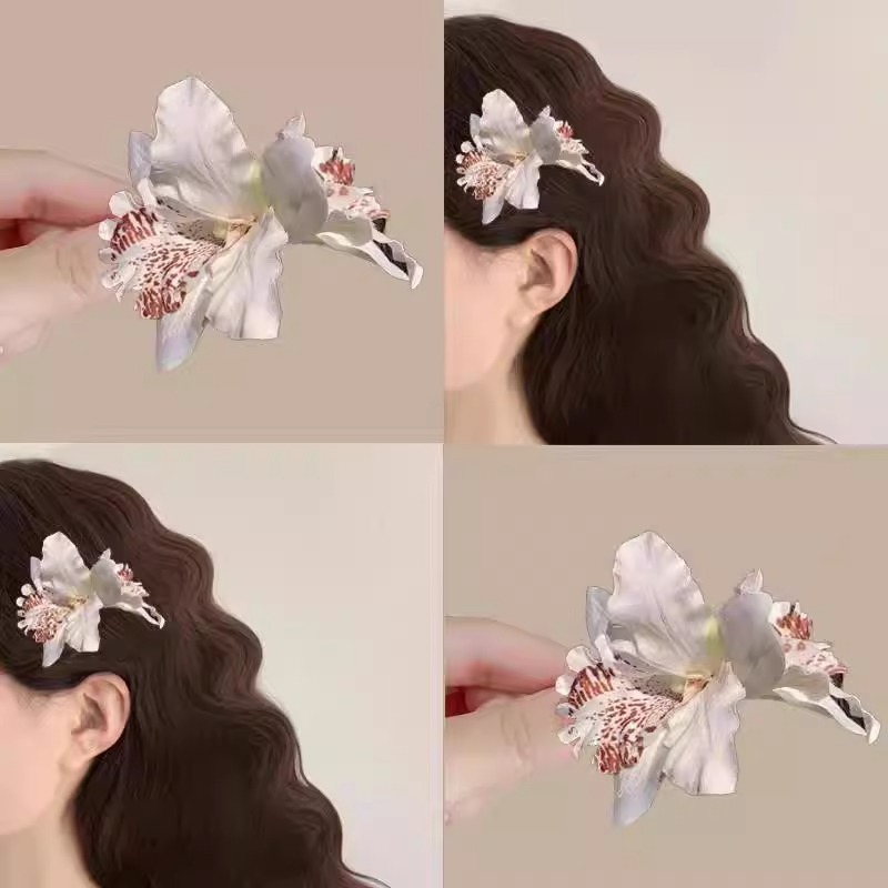 Double Thai Orchid Hair Clip - Bridal & Beach Hair Jewelry