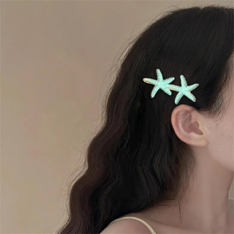 Korean Candy-Colored Starfish Hair Clip - Playful Top/Side Clip - Image 2