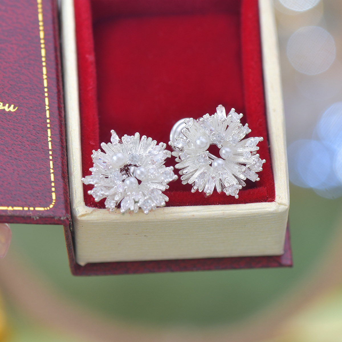 Firework Pearl Studs - Celebration Earrings - Image 4