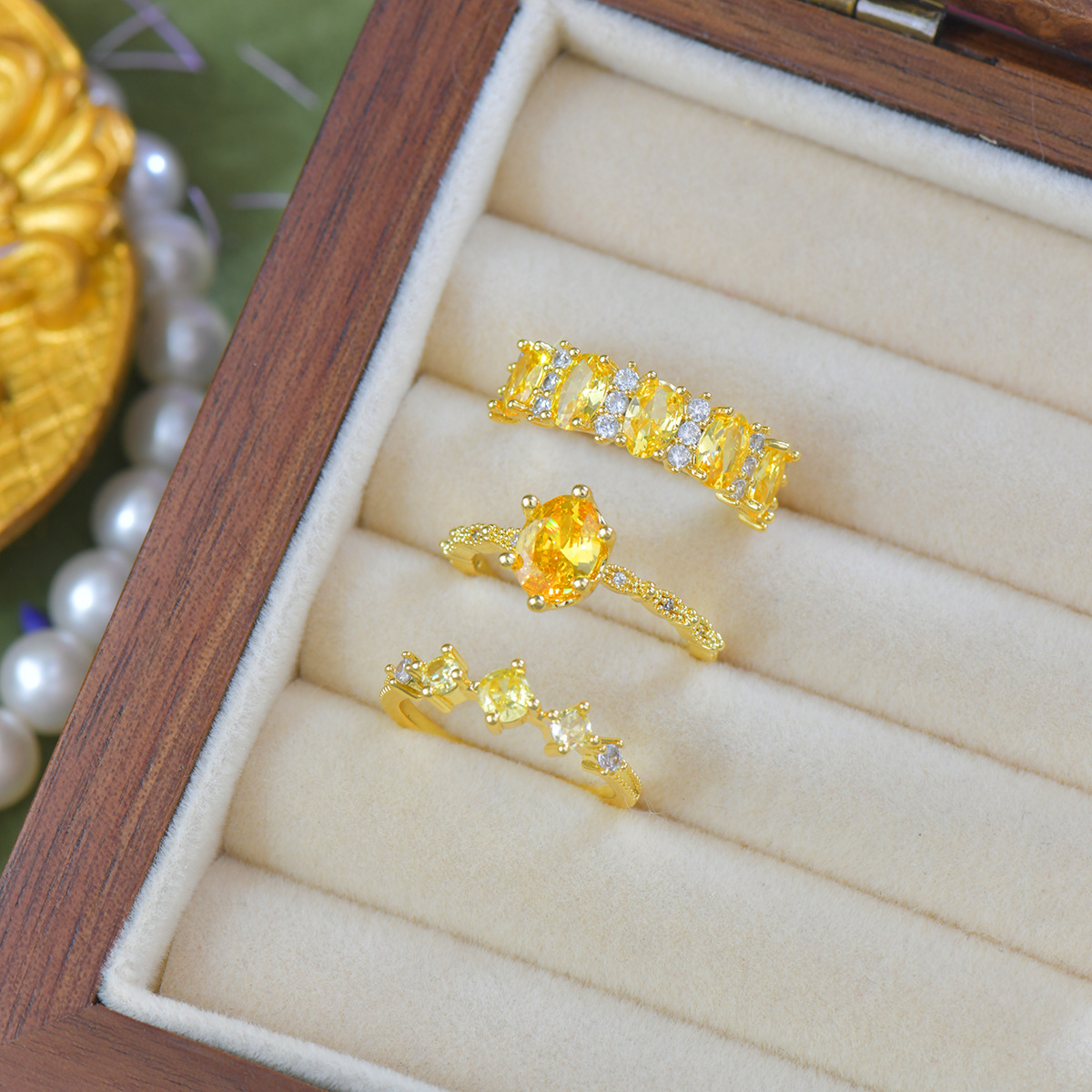 Golden Zirconia Full Pavé Ring - Everyday Opulence* - Image 4