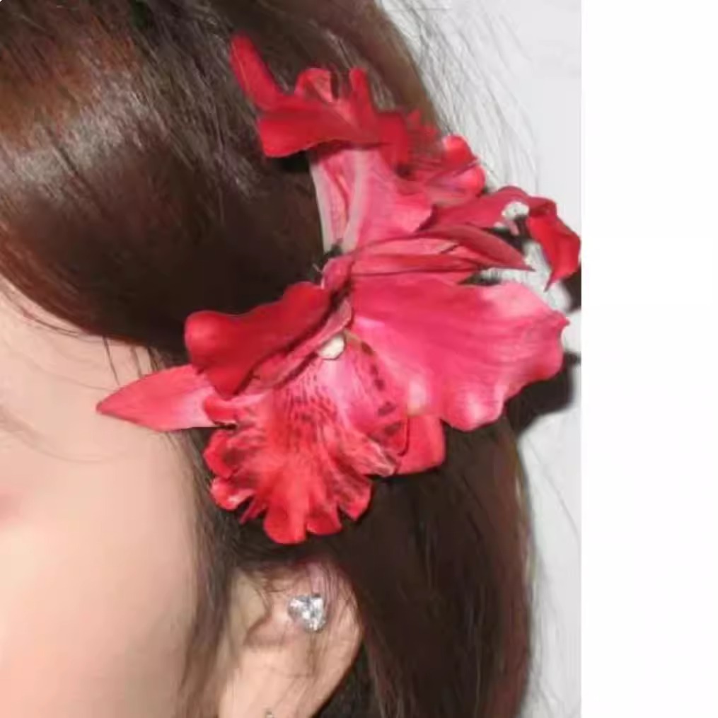 Double Thai Orchid Hair Clip - Bridal & Beach Hair Jewelry - Image 2