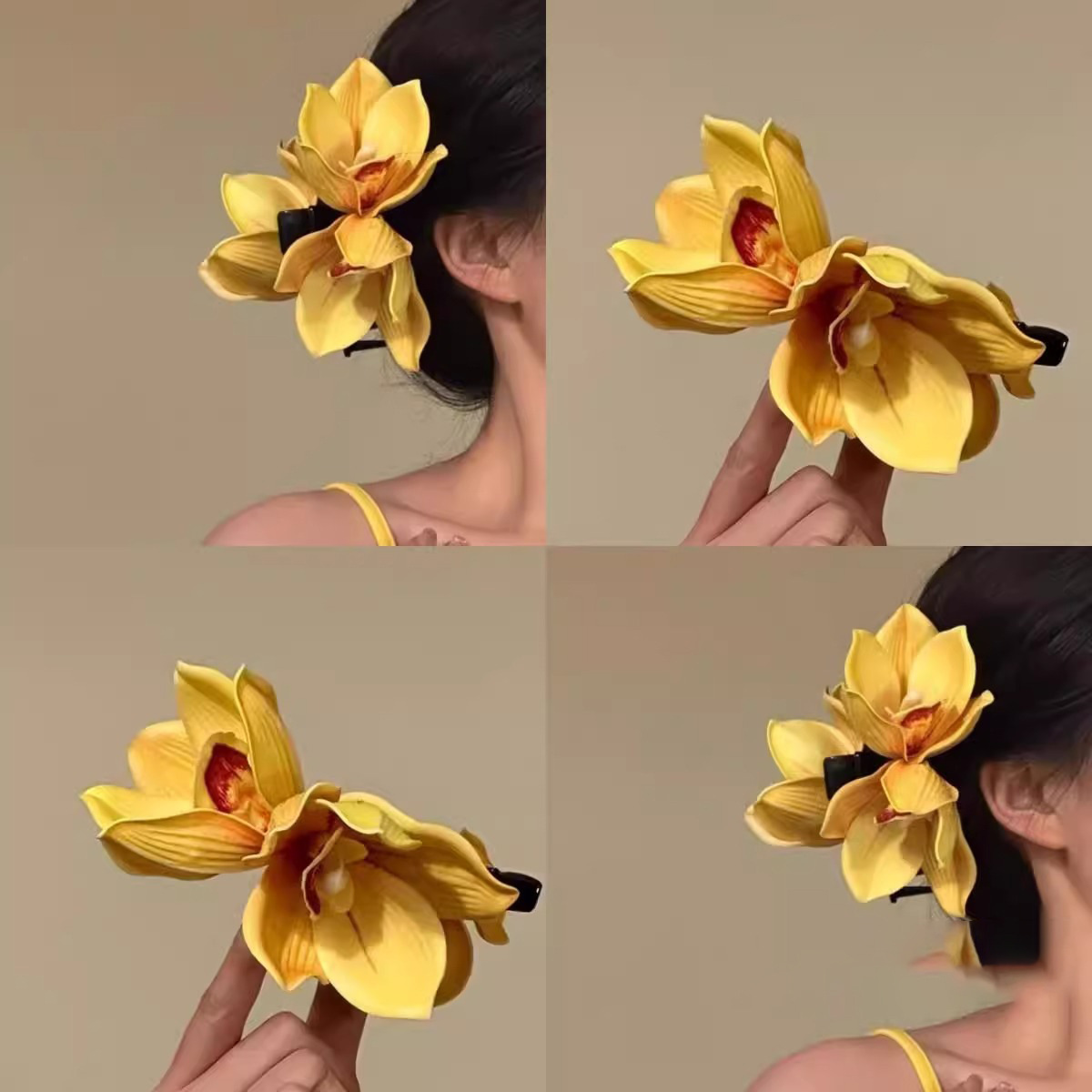 Spring Cymbidium Orchid Hair Clip - Photogenic Shark Clip